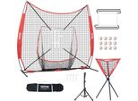 Rete Per Allenamento Baseball Softball 244 X 106 X 211 Cm, Rete Portatile Per Allenamento Baseball Per Colpire, Prendere, Lanciare, Attrezzatura Per Backstop Con Telaio Ad Arco, Borsa Per Il Trasporto, Zona Di Battuta, Palline, Raccogli Palline