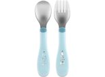 Chicco Cucchiaio E Forchetta In Acciaio Inox - Verde Acqua, 18M+