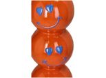 Portacandele Smiley - Poliresina - Arancione - 9X9X26.5Cm - Allegro Portacandele Decorativo - Per Interni - Design Giocoso Per La Casa