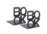 Fermalibri, 14 Cm, In Metallo, Design A Figure, Nero, Per Libreria, Scrivania, Scuola E Casa