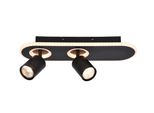 Brilliant Deckenstrahler "Kimon", Schwarz, 2, H: 18Cm, 1 Stk., Leuchten, Led Spotbalken 2Flg Schwarz, Deckenstrahler