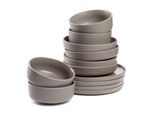 Geschirr-Set LEONARDO ROMA, Geschirrset, 12-teilig, grau (taupe), 12 Stk., Keramik, Geschirr-Sets, Geschirr-Set, Service, spülmaschinengeeignet