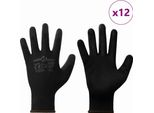 Vidaxl Guanti Da Lavoro 12 Pezzi Nero 8 / M Poliestere