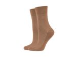 Socken JOOP Socken 2er Pack, Damen, Gr. 39/42, braun (tiger's eye), 70% Baumwolle, 28% Polyester, 2% Elasthan, bestickt, Socken Socken