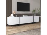 Porta Tv 190 X 45 X 35 Cm, Base, Gambe, Ante E Cassetti In Bianco E Nero