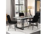 Set Di 4 Sedie In Velluto - Struttura In Metallo - Design Ergonomico - Nero