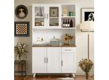 Buffet - Credenza Alta In Legno Bianco - 114 X 40 X 190 Cm