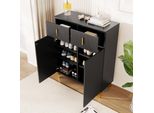 Scarpiera Multifunzionale Con Maniglia, Credenza Con 2 Cassetti E 2 Ante, Nero