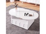 Tavolino A Forma Di Nuvola Con Cassetti E Vani Portaoggetti, Bianco