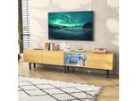 Moderno Supporto Tv Basso Con Illuminazione Led, 3 Ante, 175 X 31 X 41 Cm, Rovere Chiaro