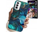 Custodia Per Oppo Reno12 Pro 5G - Zaino Con Motivi Marmorizzati Blu/Verde