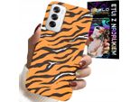 Custodia Per Oppo Reno12 5G - Cover Posteriore A Strisce Di Tigre + Lamina