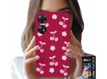 Custodia Per Oppo Reno8 T 4G - Ciliegie, Ciliegie Su Sfondo Maroon + Foil