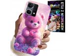 Custodia Per Oppo Reno7 4G - Orsetto Carino Su Sfondo Rosa, Custodia + Vetro