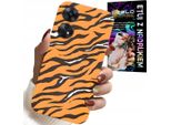 Custodia Per Oppo Reno8 T 4G - Cover Posteriore A Strisce Di Tigre + Vetro