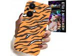 Custodia Per Oppo Reno8 Lite 5G - Cover Posteriore A Strisce Tiger + Vetro