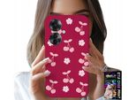 Custodia Per Oppo Reno11 F 5G - Ciliegie Su Sfondo Maroon + Foil