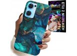 Custodia Per Oppo Reno7 5G - Retro A Motivi Marmorizzati Blu/Verde
