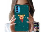 Custodia Per Oppo Reno5 4G 5G - Renna Su Sfondo Verde Motivi Natalizi