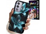 Custodia Per Oppo A80 5G - Custodia Turchese Fiori Di Giglio + Foil