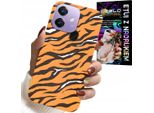 Custodia Per Oppo A40 / A40M - Cover Posteriore A Strisce Di Tigre + Vetro