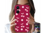 Custodia Per Oppo Reno8 Lite 5G - Ciliegie, Ciliegie Su Sfondo Maroon + Foil