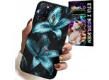 Custodia Per Oppo A52 - Custodia Con Fiori Di Giglio Turchese + Vetro