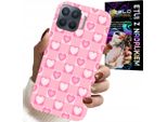 Custodia Per Oppo Reno 4 Lite - Custodia Rosa Con Griglia A Cuori + Vetro
