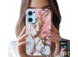 Custodia Per Oppo Reno7 5G - Rosa, Marmo Bianco, Motivi Di Pietra