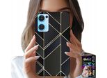 Custodia Per Oppo Reno7 5G - Cornici Dorate, Design Elegante + Vetro