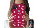 Custodia Per Oppo A15 / A15S - Ciliegie Su Sfondo Maroon + Foil