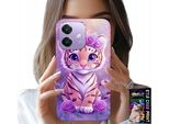 Custodia Per Oppo A40 / A40M - Tigre Su Sfondo Rosa + Vetro