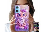 Custodia Per Oppo Reno7 5G - Simpatica Tigre Su Sfondo Rosa + Vetro