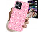 Custodia Per Oppo Reno7 4G - Griglia A Cuori Rosa + Vetro