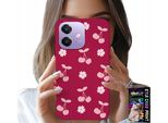 Custodia Per Oppo A40 / A40M - Ciliegie Su Sfondo Maroon + Foil