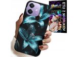 Custodia Per Oppo A40 / A40M - Custodia Con Fiori Di Giglio Turchese + Vetro