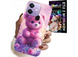Custodia Per Oppo A40 / A40M - Orsetto Carino Su Sfondo Rosa, Custodia + Vetro