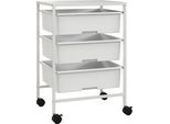 Carrello Fortuna Lai, Carrello Di Servizio A 3 Ripiani, Maniglie, Carrello Portaoggetti Per Cucina, Soggiorno, 40,8 X 33,5 X 60,5 Cm, Bianco