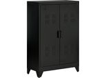 Fortuna Lai Mobile Archivio Con Ante A Lamelle, Armadio Con Ripiani, Nero, 75 X 33 X 110 Cm Per Ufficio E Soggiorno
