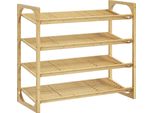 Fortuna Lai Scarpiera In Bambù A 4 Ripiani Per Un Massimo Di 12 Paia Di Scarpe Con Maniglia Per Ingresso O Camera Da Letto 76 X 33 X 67 Cm Naturale