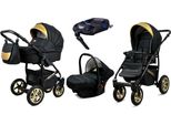 BabyLux® Gold Lux | 4in1 Kinderwagen Set | Onyx | Kombikinderwagen | Kinderwagenset | Isofix-Bas
