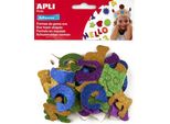 Forme In Schiuma - Alfabeto Con Glitter Autoadesivo, Mix Di Misure 52 Pz