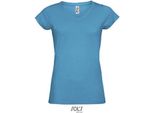 Sols 11388 | Maglietta Donna Con Scollo A V Moon - Colore: Aqua - Taglia: 3XL