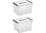 Sonnenwaren Q -Line Box Trasparente/Grigio 22 Litri - Set Di 2 Pezzi