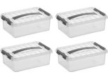 Sunware Q-Line Box Trasparente/Grigio 4 Litri - Set Di 4 Pezzi