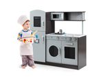 Cucina Per Bambini Costway, Cucina Giocattolo Con Lavagna, Lavello, Rubinetto, Suoni, Fornello, Forno E Microonde, Cucina Giocattolo Per Bambini A Partire Dai 3 Anni Di Età