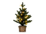 Costway 48Cm Piccolo Albero Di Natale, Mini Albero Di Natale Illuminato, 20 Led In Bianco Caldo, Albero Di Natale Con Vaso In Legno Di Salice E Timer, Albero Di Natale