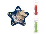 Set Di Biscotti A Forma Di Stella In Rilievo + 2 Penne Di Cioccolato Rosse E Verdi