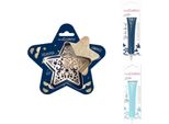 Set Di Biscotti A Forma Di Stella In Rilievo + 2 Penne Di Cioccolato Blu Notte E Blu Pastello