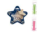 Set Di Biscotti A Forma Di Stella In Rilievo + 2 Penne Di Cioccolato Verde Chiaro E Fucsia